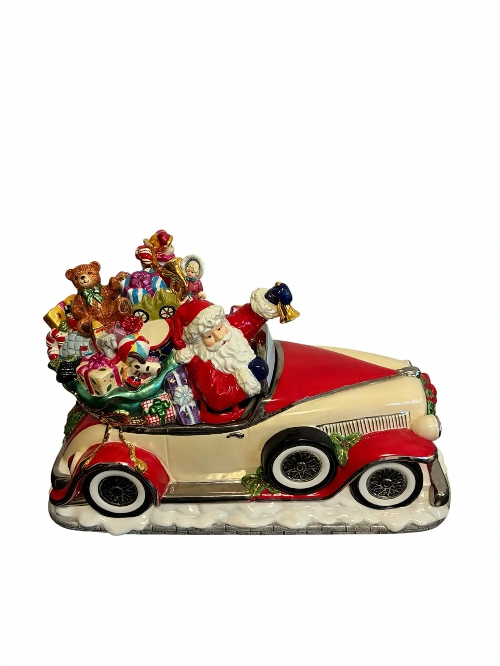 Christopher Radko Santa Rolls in Centerpiece Cookie Jar Vintage Collectible